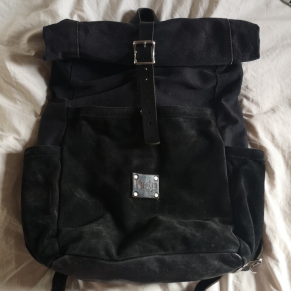 Handmade Leather, suede and canvas backpack - Picture 1 of 5